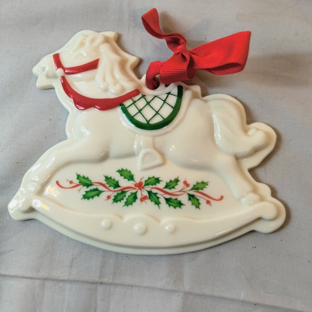 Lenox Holiday Rocking Horse Cookie Press White Bisque